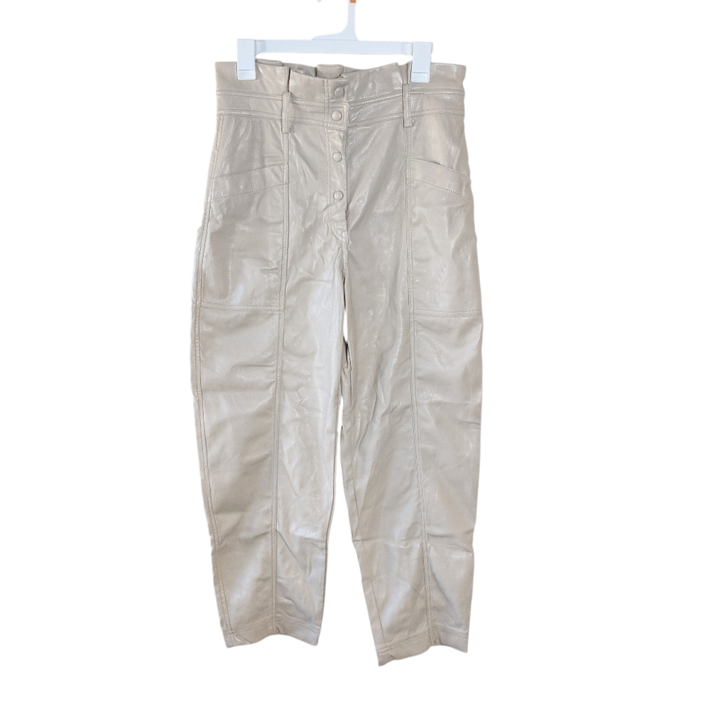 NWT House of Harlow 1960 Women's Beige Faux Leather Pants Size 10
